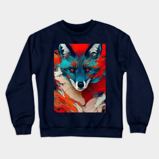 Graphic Novel Comic Book Art Style Blue Fox Crewneck Sweatshirt